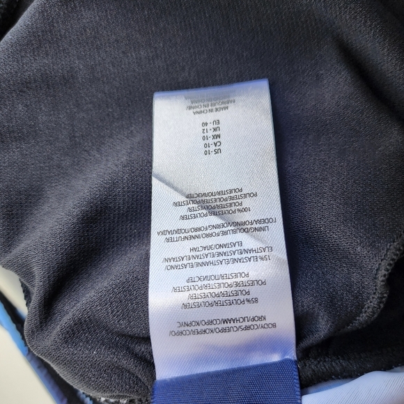 NWOT NOON SWIM Womens 1pc Swimsuit Top Tankini Peplum Blue Print Strap Sz 10 - Picture 13 of 14